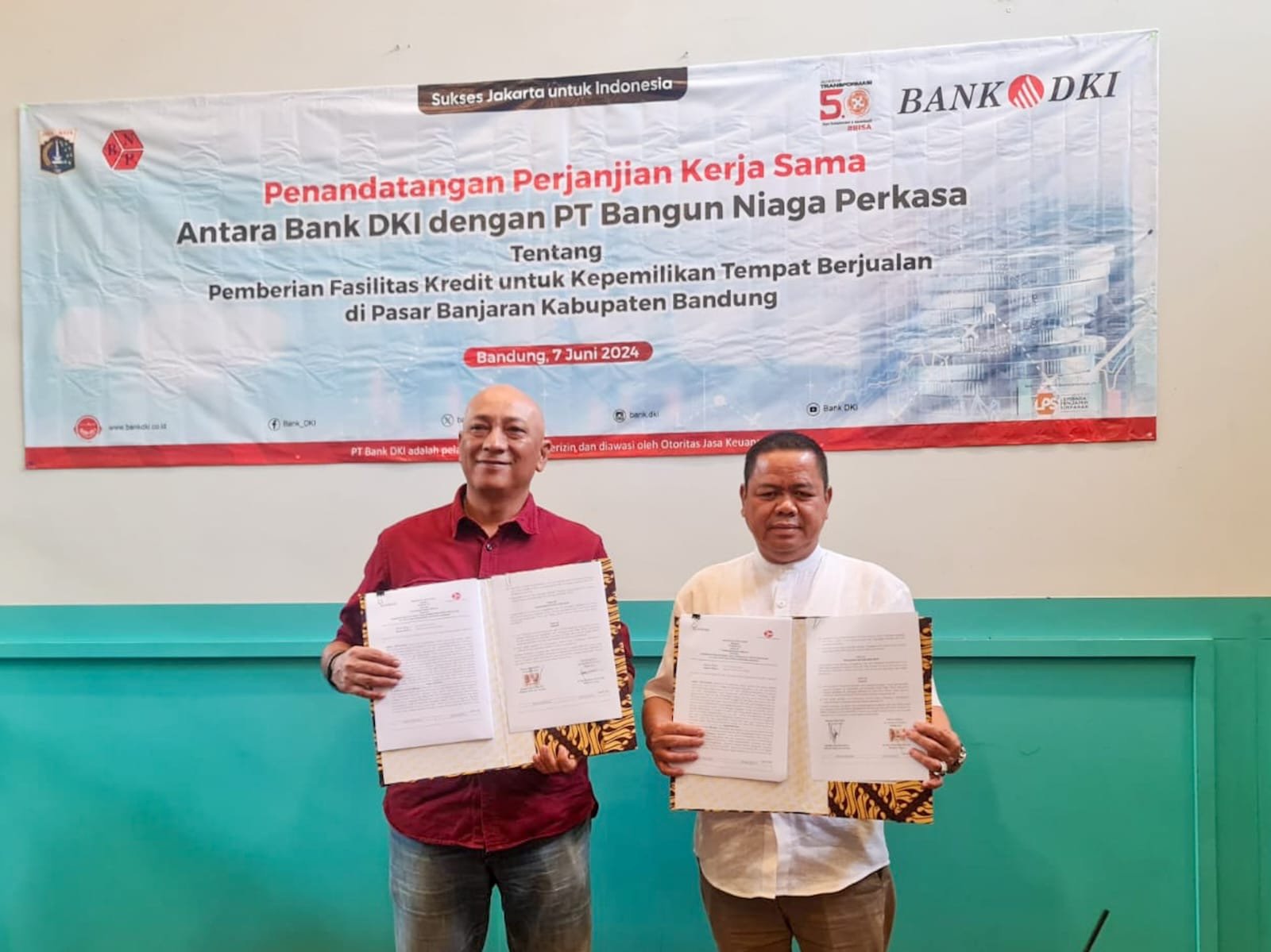 Bank DKI dan PT Bangun Niaga Perkasa Beri Kemudahan Bagi Pedagang Pasar Sehat Banjaran