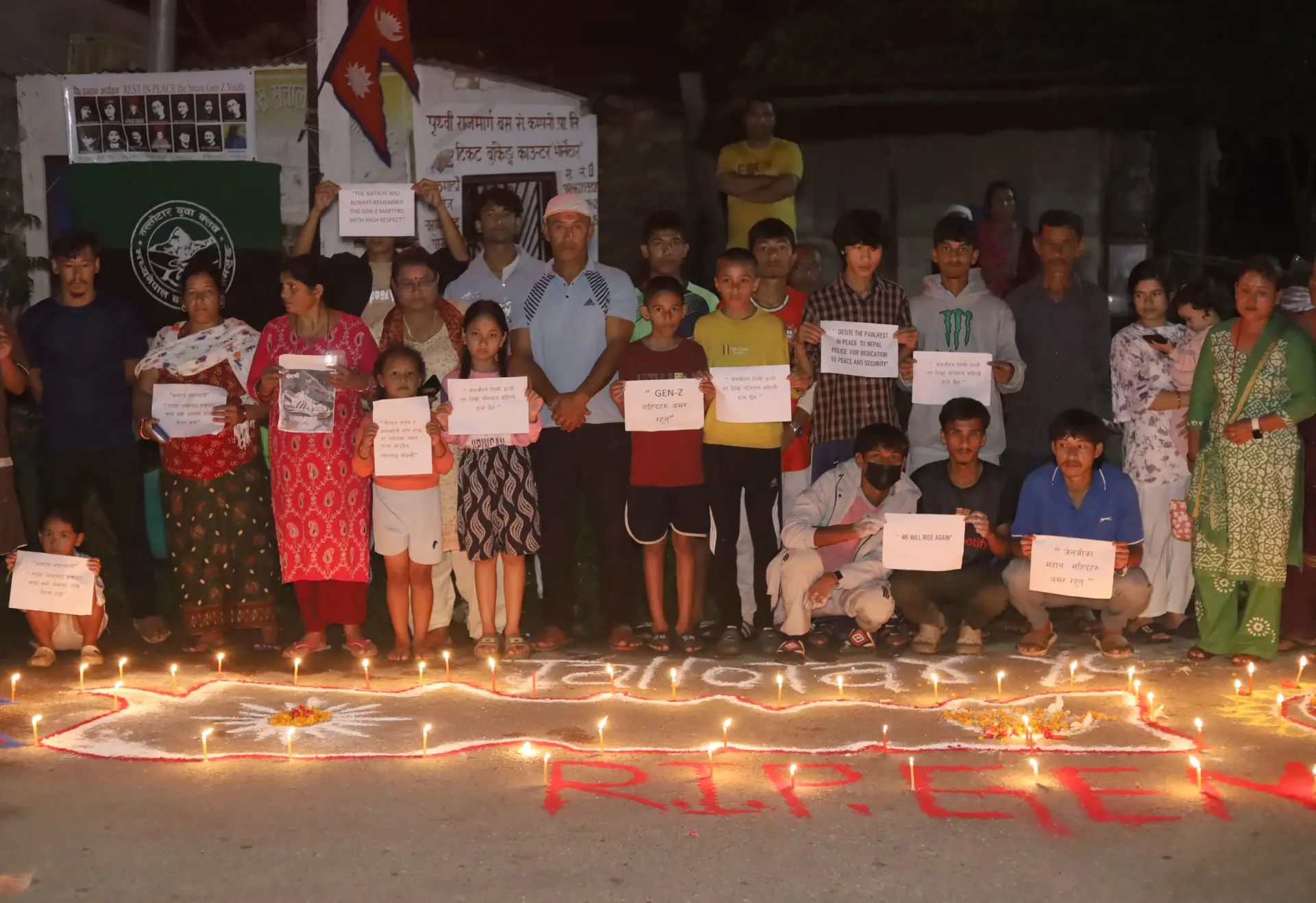 भोर्लेटारमा शहिद भएका जेनजिको सम्झनामा दिप प्रज्वलन।