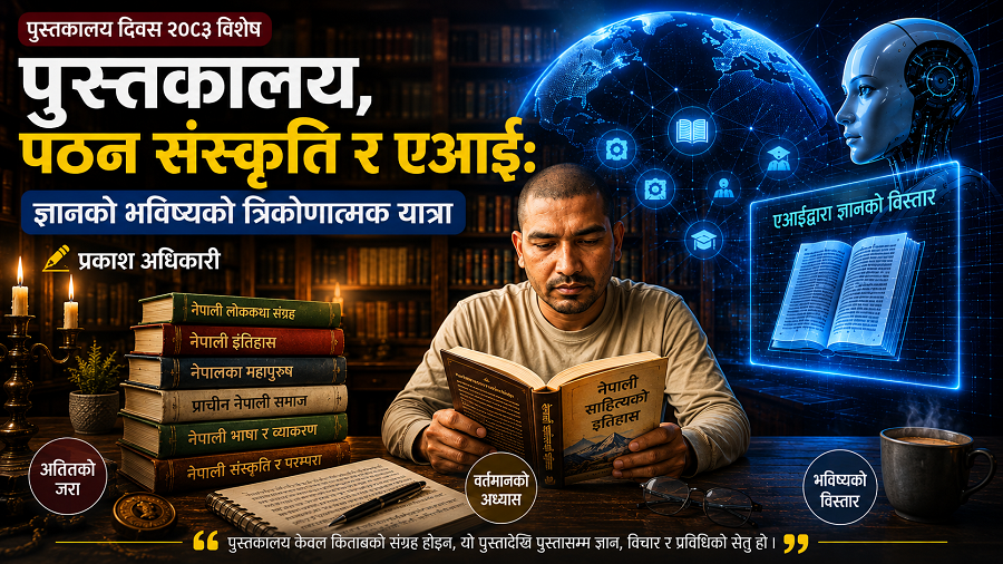 पुस्तकालय, पठन संस्कृति र एआई: ज्ञानको भविष्यको त्रिकोणात्मक यात्रा